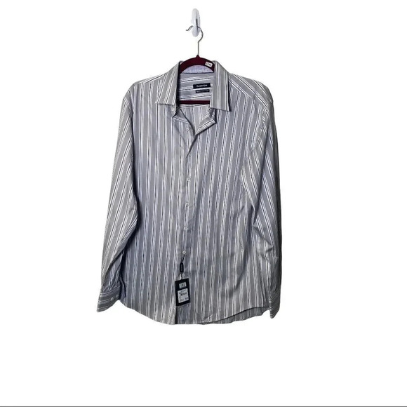 Bugatchi Men’s Button Down Cement Stripe - Picture 1 of 6